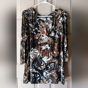 Chico's Travelers Brown and Black Paisley Top